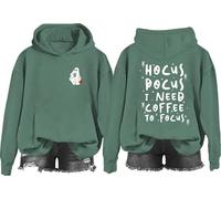 Hocus Pocus I Need Coffee To Focus - Sudadera Hocus Pocus, estampado gráfico clásico para mujeres y hombres, Verde-2, XXL