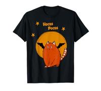 Hocus Pocus Lindo Gato Naranja de Halloween con Estrellas de Luna Camiseta