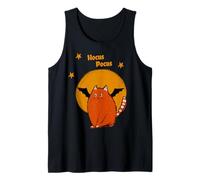 Hocus Pocus Lindo Gato Naranja de Halloween con Estrellas de Luna Camiseta sin Mangas