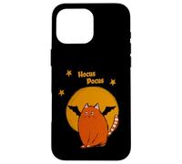 Hocus Pocus Lindo Gato Naranja de Halloween con Estrellas de Luna Carcasa para iPhone 16 Pro MAX
