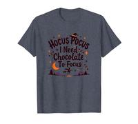 Hocus Pocus Necesito Chocolate para concentrarme Camiseta, Hombre, Azul Jaspeado, L