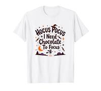 Hocus Pocus Necesito Chocolate para concentrarme Camiseta, Hombre, Blanco, L