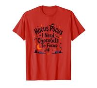 Hocus Pocus Necesito Chocolate para concentrarme Camiseta, Hombre, Rojo, L