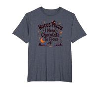 Hocus Pocus Necesito Chocolate para concentrarme Camiseta, Hombre Tallas Grandes, Azul Jaspeado, 2X Alto