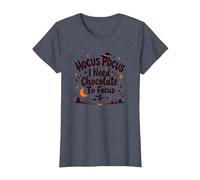 Hocus Pocus Necesito Chocolate para concentrarme Camiseta, Mujer, Azul Jaspeado, L