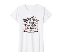 Hocus Pocus Necesito Chocolate para concentrarme Camiseta, Mujer, Blanco, L