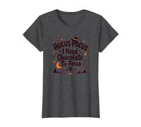 Hocus Pocus Necesito Chocolate para concentrarme Camiseta, Mujer, Jaspeado Oscuro, L