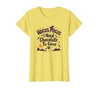Hocus Pocus Necesito Chocolate para concentrarme Camiseta, Mujer, Limón, L