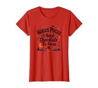 Hocus Pocus Necesito Chocolate para concentrarme Camiseta, Mujer, Rojo, L