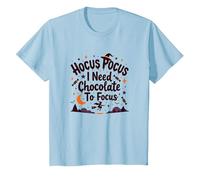 Hocus Pocus Necesito Chocolate para concentrarme Camiseta, Niños, Azul Bebé, 2 años