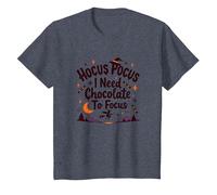 Hocus Pocus Necesito Chocolate para concentrarme Camiseta, Niños, Azul Jaspeado, 2 años
