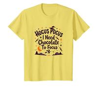 Hocus Pocus Necesito Chocolate para concentrarme Camiseta, Niños, Limón, 2 años