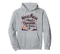 Hocus Pocus Necesito Chocolate para concentrarme Sudadera con Capucha, Unisex para Adultos, Gris Jaspeado, L