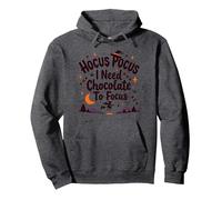 Hocus Pocus Necesito Chocolate para concentrarme Sudadera con Capucha, Unisex para Adultos, Jaspeado Oscuro, XXL