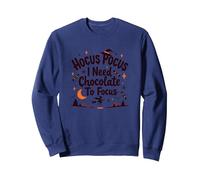 Hocus Pocus Necesito Chocolate para concentrarme Sudadera, Unisex para Adultos, Azul Marino, L