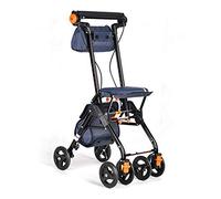 HODAGES Walking Frame 4 Ruedas ayudas para Caminar portátiles Plegables, Andador con Asiento, Sistema de Doble Freno rodante (Azul) (Azul)