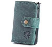 hodalump Tarjetero compacto con funda protectora de piel auténtica - Tarjetero para hombre y mujer - Clip para dinero con fundas para tarjetas, azul, 1, Vintage