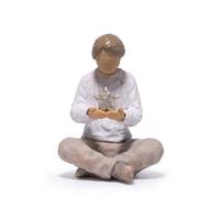 Hodao Art Original - Figura de meditación, escultura de resina pintada a mano con acento de estrella, estatua de decoración del hogar para sala de estar, oficina, regalo de recuerdo tranquilo para