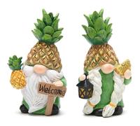 Hodao Decoración de gnomos de piña, Regalo temático de Verano, Figuras para Interiores y Exteriores, Familia de Color Verde, Bienvenida al Verano con decoración Creativa para el hogar y el jardín