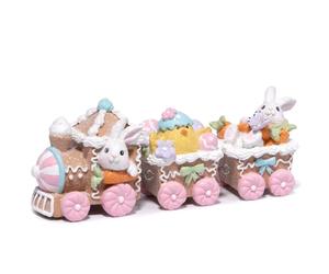 Hodao Decoración de Tren de Conejo de Pascua de 9.25 Pulgadas, Figuras de Calidez Familiar de Pascua, decoración de Conejo de Primavera, Figuras de Tren de Jengibre Hechas a Mano para el hogar