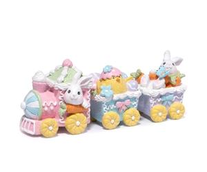 Hodao Decoración de Tren de Conejo de Pascua de 9.25 Pulgadas, Figuras de Calidez Familiar de Pascua, decoración de Conejo de Primavera, Figuras de Tren de Jengibre Hechas a Mano para el hogar