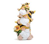 Hodao Decoraciones de gnomo de Abeja de Verano, decoración de Mesa para el hogar, Lindas Figuras de gnomo de Abeja apiladas, Regalos - Figuras de Elfo Enano Sueco, jardín de Verano, Abejas melíferas