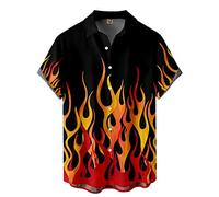 Hodaweisolp Camisas de playa hawaianas sueltas de manga corta con botones para hombre, Patrón de llama Z, X-Large