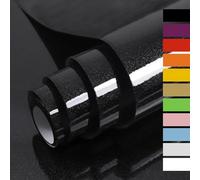 Hode Papel Adhesivo para Muebles Vinilos Adhesivo para Muebles Puertas Ventanas Pegatina de Vinilo Adhesivo Muebles 60X5m (Negro)