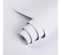 Hode Papel pintado autoadhesivo de plástico blanco con parte trasera adhesiva, rollo de película de vinilo para muebles, 60 x 1000 cm, rollo de vinilo para muebles de cocina, armario de cocina,