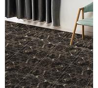 Hode Suelo de PVC, suelo de vinilo, autoadhesivo, azulejos adhesivos, suelo de mármol negro, 30 cm x 30 cm, resistente al agua, 0,9 m² de grosor, 1,5 mm, 10 azulejos