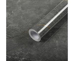 Hode Vinilo Adhesivo Marmol Encimera Cocina, Papel Vinilico Pintado Adhesivo para Forrar Vinilos Muebles, Papel Tapiz Paredes Rollo Autoadhesivo, Mesa impermeable Decoración Gris 40x300cm