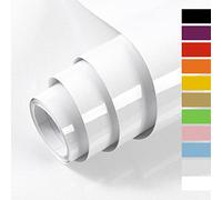 Hode Vinilo Adhesivo Muebles Blanco 40cmX3m Papel Adhesivo para Muebles Encimera Armario Cocina Efecto Alto Brillo Papel Pintado Autoadhesivo Impermeable Decorativo