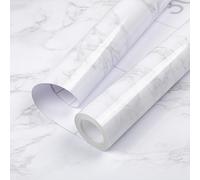 Hode Vinilo Adhesivo Muebles Efecto Marmol Blanco, Papel Adhesivo para Muebles Cocina Encimera, Pintado Autoadhesivo Rollo, Mesa Bano PVC Removible 30cmx2m