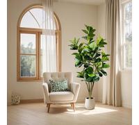 Hodeffior Planta Artificial Fiddle Higuera de 180 cm, árbol Artificial Grande, Plantas Artificiales de Plástico en Maceta con Maceta Blanca y Ramas Ajustables y Hojas para Decoración del Hogar