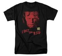 HODETXAATU Hellboy 2 The Golden Army I Bet on Red T Shirt Mens Movie TeeBlackS