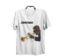 HODETXAATU Louis Armstrong & Trumpet T Shirt Satchmo Jazz Music What A Wonderful WorldWhiteS