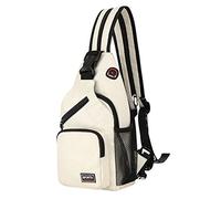 Hodfid Mochila Bandolera - Bolso de Viaje Unisex, Blanco, 30*20*5 cm / 11.81*7.87*1.97 pulgadas, Transpirable e Impermeable, con Ojillo para Auriculares, Senderismo, Ciclismo, Caza