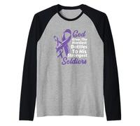 Hodgkin Cáncer Dios da Las batallas más difíciles Soldados más Fuertes Camiseta Manga Raglan