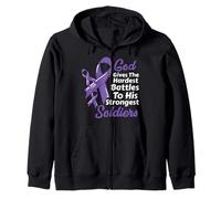 Hodgkin Cáncer Dios da Las batallas más difíciles Soldados más Fuertes Sudadera con Capucha
