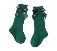 HodJIU Calcetines de Navidad Bebé Niña Niño Calcetines Largos de Invierno de Algodón Calcetines Altos Rodillas con Nudo Calcetines Calientes Estilo Princesa Española, Copos de nieve verdes, 2-4 años