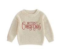 HodJIU Jersey de punto para bebés, niños y niñas, de manga larga, para Navidad, mi primer conjunto navideño de invierno, 0-3 meses