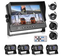 Hodozzy 1080P Rückfahrkamera 4 Kameras mit 9 Zoll DVR 4 Geteilte Monitor, 4 AHD Kameras IP68 Wasserdicht Nachtsicht, Vorder Seite Rück Kamera mit Kabel 2*10m+2*20m, für LKW Anhänger Wohnmobil Bus Van