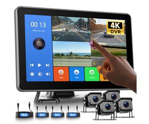 Hodozzy 4 Canales Cámara de Marcha Atrás Kit con 4K Grabación en Bucle, 10,1 Pulgadas IPS Divididas Monitor con 4 Cámaras, Impermeable Visión Nocturna Cámara Visión Trasera con BSD, Imagen Especular