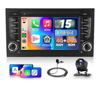 Hodozzy 4G+64G Android Radio para Audi A4 B6 B7 S4 B5 RS4 Seat Exeo con Carplay Android Auto Inalámbrico, Radio Coche Pantalla Táctil 7 Pulgadas 2 DIN con GPS, Bluetooth, WiFi DSP FM/RDS Cámara