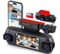 Hodozzy 4K 4 Canales Dashcam Coche con WiFi y Control de App, GPS Dashcam con Grabación en Bucle, Cámara de Coche de 3 Pulgadas con Visión Nocturna, G-Sensor, Monitor de Aparcamiento+ Tarjeta TF 64 G