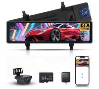 Hodozzy 4K UHD Espejo Retrovisor Cámara, WiFi Mirror Dash CAM con Delantera y Trasera con BSD ADAS, 11,26 Pulgadas Pantalla Táctil Sensor G, GPS, Visión Nocturna, WDR, Control de App, Tarjeta 64G