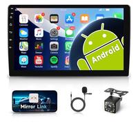 Hodozzy Android 2 DIN Radio de Coche con Navegación GPS, Pantalla Táctil de 9 Pulgadas con Mirrorlink para Android/iOS,Pantalla Multimedia para Coche 2 DIN Bluetooth WiFi Radio FM + Cámara