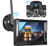 Hodozzy Cámara de Marcha Atrás Digital Inalámbrica con Camara y 5 Pulgadas Monitor Kit de Vehículo HD 1080P con Visión Nocturna, IP69 Impermeable Cámara de Visión Trasera para Coche Camiones 12V-24V
