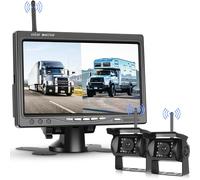 Hodozzy Camara Marcha Atras Digital Inalambrica con Montor IPS de 7 Pulgadas, 2 Camaras, Vigilancia de Estacionamiento, Impermeable IP 68 Visión Nocturna, Camara Trasera para Camiones/Remolques