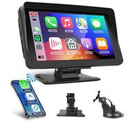 Hodozzy Pantalla CarPlay Inalámbrica para Coche, Estéreo de Coche Portátil Android Auto, Radio de Coche con Pantalla Táctil de 7 Pulgadas con Airplay, Control de Voz Bluetooth FM AUX, Reproductor de
